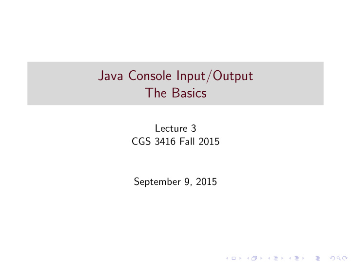 java console input output the basics