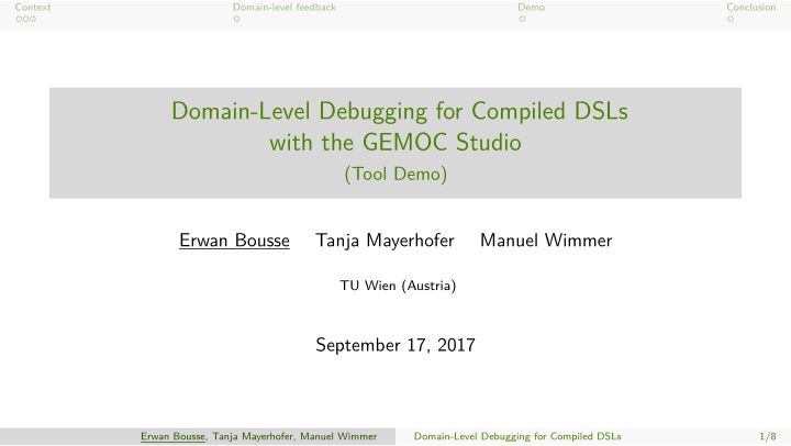 domain level debugging for compiled dsls with the gemoc