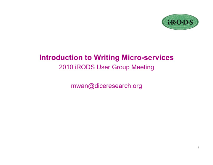 introduction to writing micro services