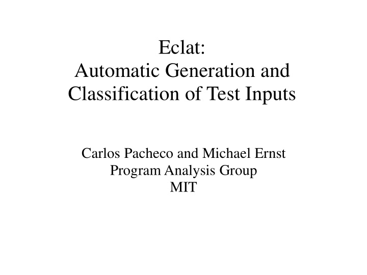 eclat automatic generation and