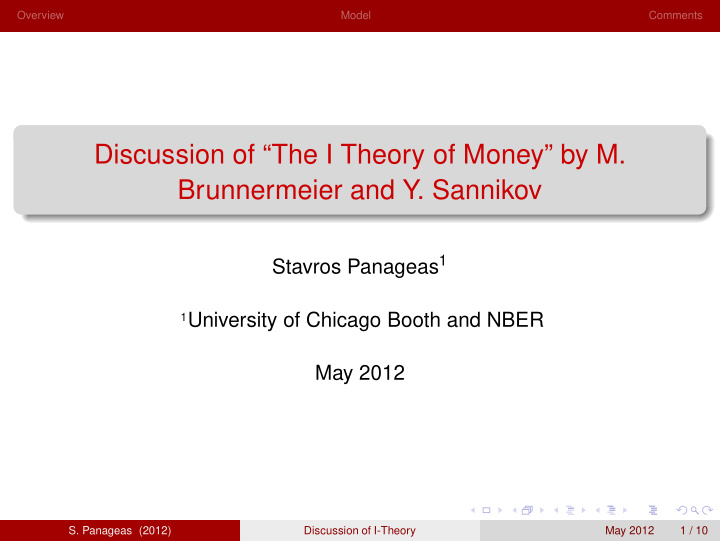 discussion of the i theory of money by m brunnermeier and