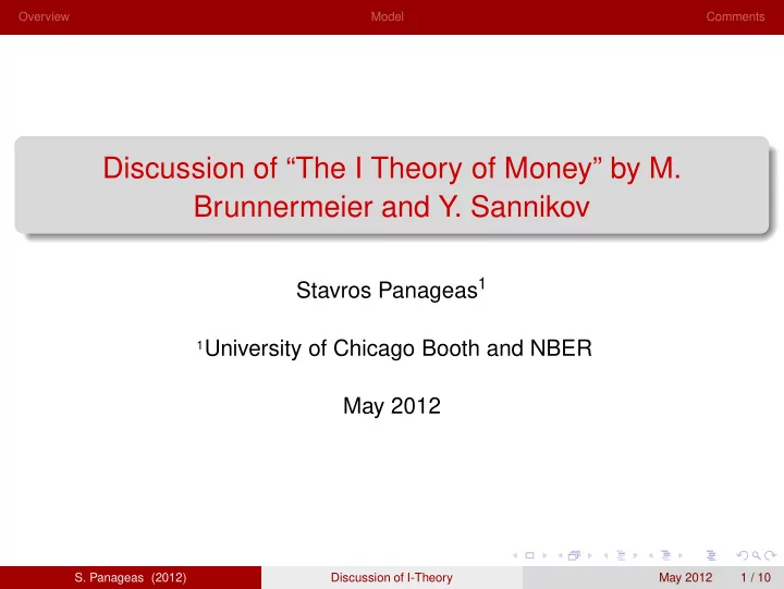 discussion of the i theory of money by m brunnermeier and