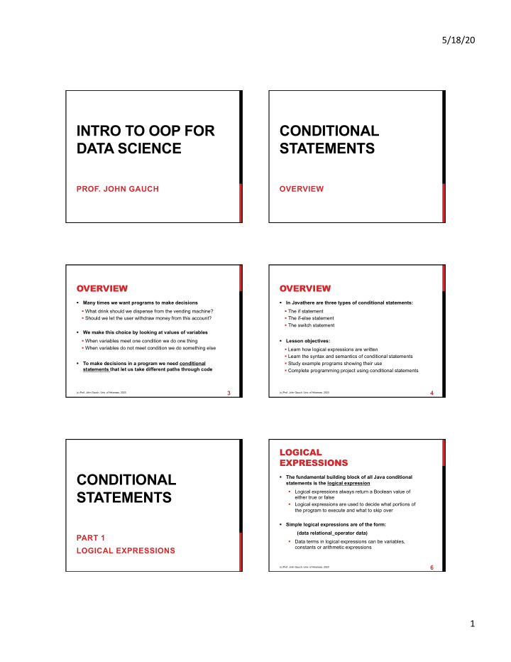 intro to oop for conditional data science statements