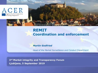 REMIT  Coordination and enforcement  Martin Godfried  Head of the Market Surveillance and Conduct