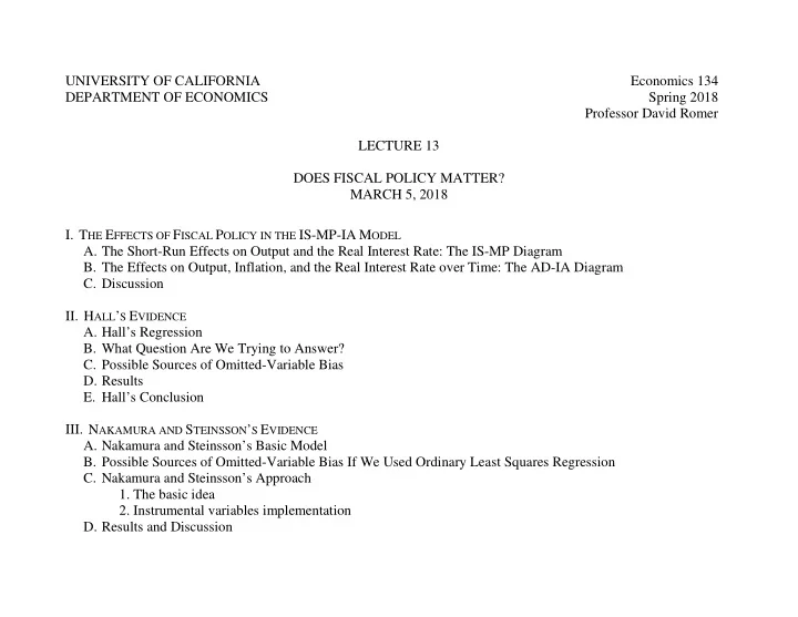 university of california economics 134 department of