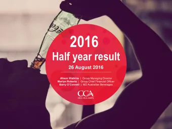 2016  Half year result  26 August 2016 Alison Watkins  | Group Managing Director Martyn Roberts  |