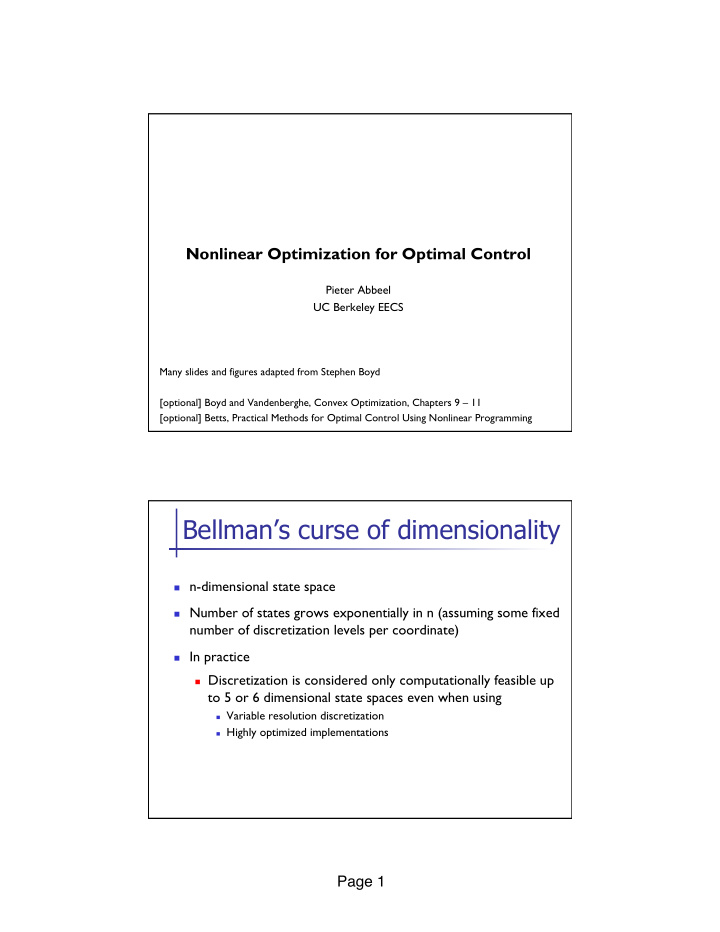 bellman s curse of dimensionality