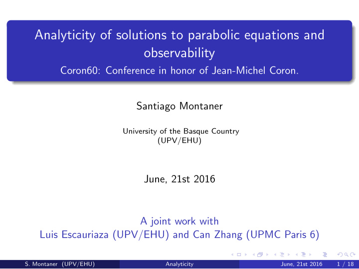 analyticity of solutions to parabolic equations and