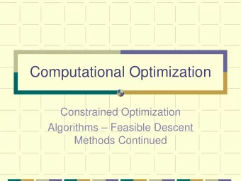 Computational Optimization  Constrained Optimization  Algorithms  Feasible Descent  Methods