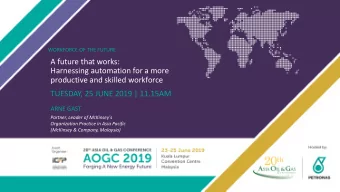 Harnessing automation for a more  productive and skilled workforce  TUESDAY, 25 JUNE 2019 | 11.15AM