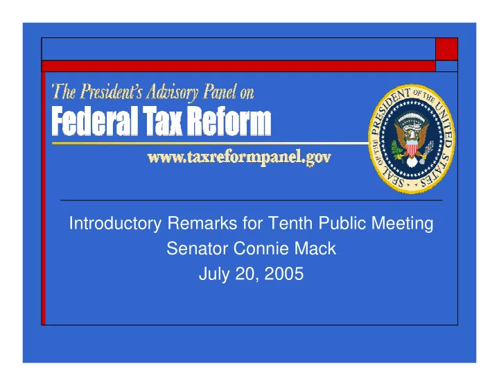 introductory remarks for tenth public meeting senator