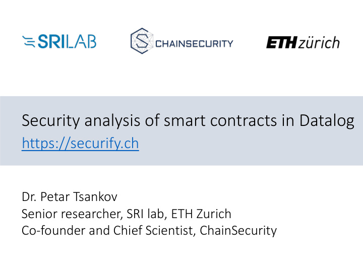 security analysis of smart contracts in datalog