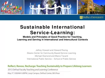 Sustainable International Service-Learning:  Models and Principles of Good Practice for Teaching,