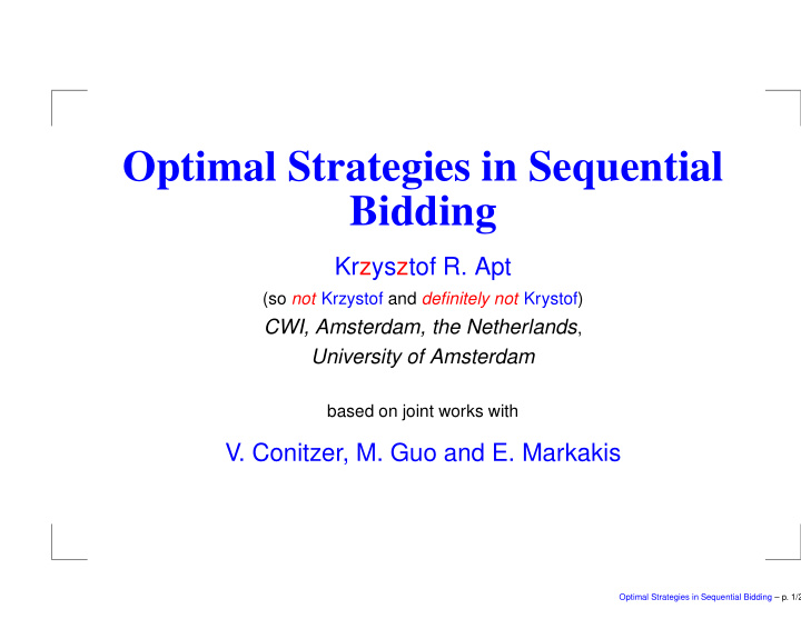 optimal strategies in sequential bidding