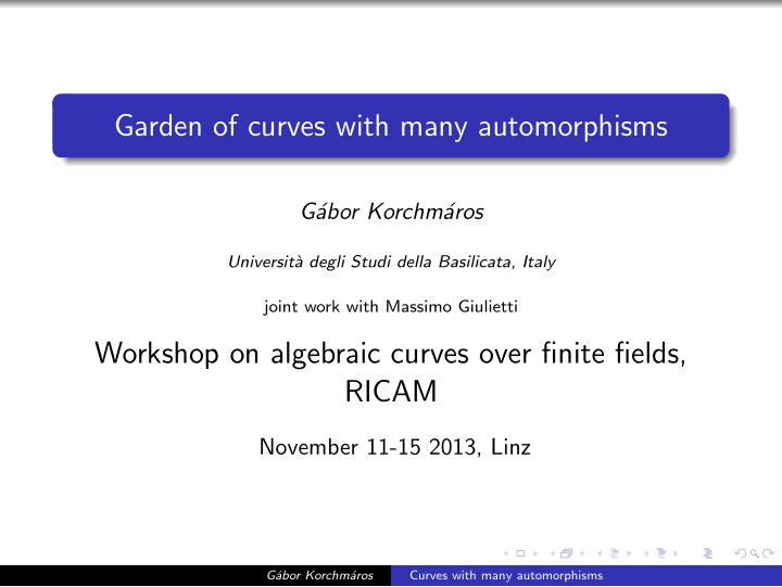 garden of curves with many automorphisms