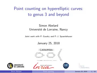 Point counting on hyperelliptic curves:  to genus 3 and beyond  Simon Abelard  Universit de