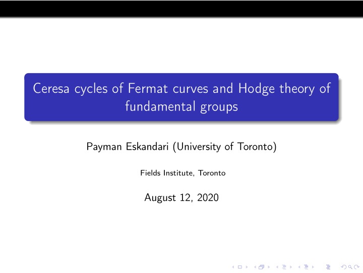 ceresa cycles of fermat curves and hodge theory of