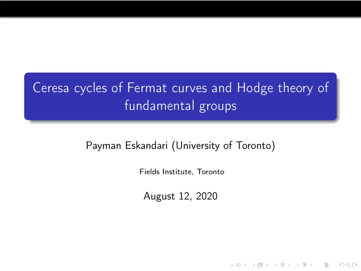 ceresa cycles of fermat curves and hodge theory of