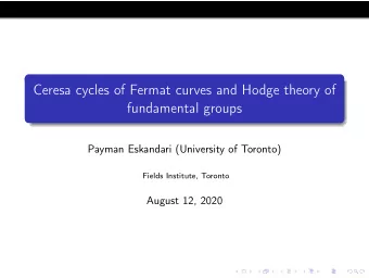 Ceresa cycles of Fermat curves and Hodge theory of  fundamental groups  Payman Eskandari