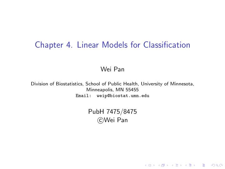 chapter 4 linear models for classification