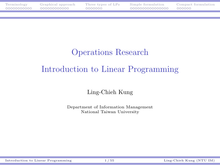 operations research introduction to linear programming