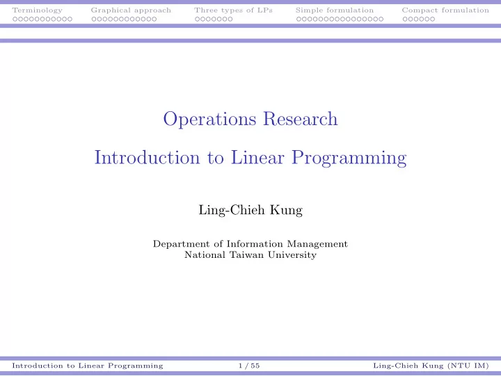 operations research introduction to linear programming