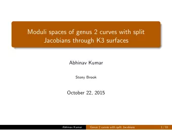 Moduli spaces of genus 2 curves with split  Jacobians through K3 surfaces  Abhinav Kumar  Stony