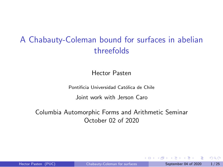 a chabauty coleman bound for surfaces in abelian