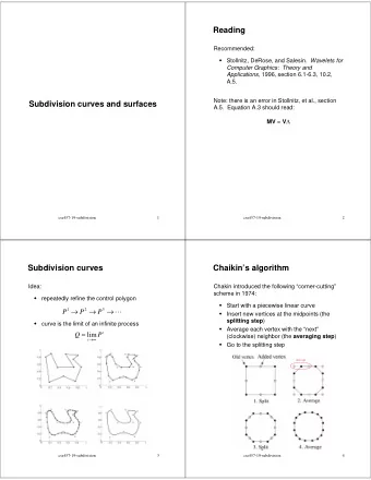 Reading  Recommended: ! Stollnitz, DeRose, and Salesin. Wavelets for  Computer Graphics:  Theory