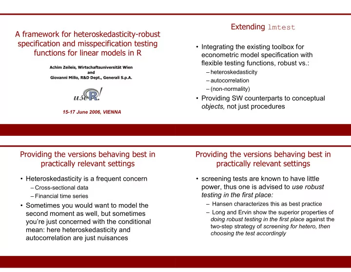 extending lmtest a framework for heteroskedasticity