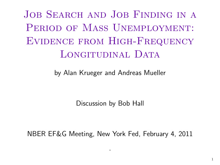 job search and job finding in a period of mass