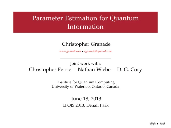 parameter estimation for quantum information