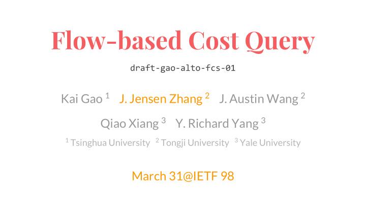 flow based cost query