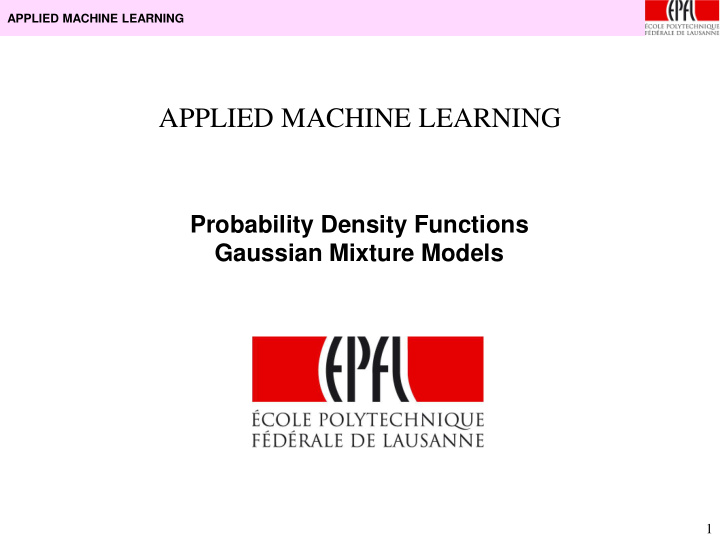 applied machine learning