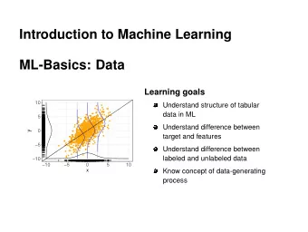 Introduction to Machine Learning  ML-Basics: Data  Learning goals  10  Understand structure of
