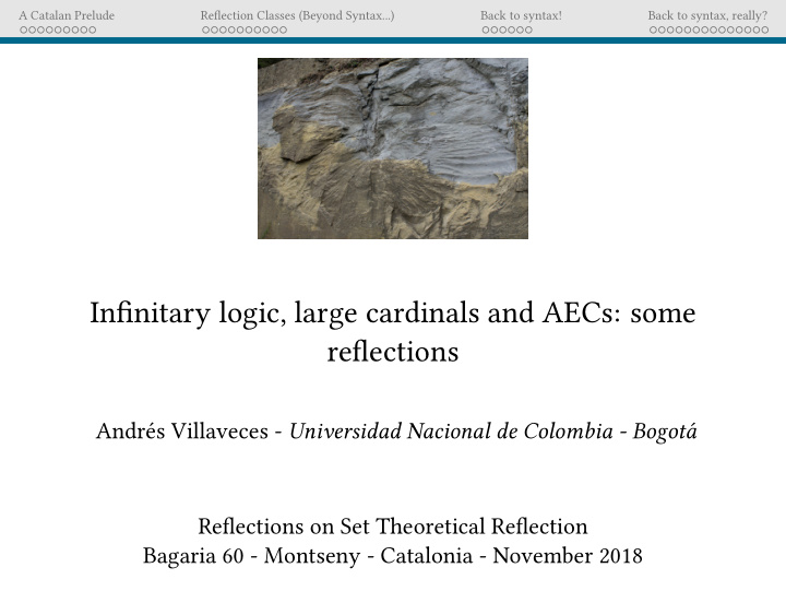 infinitary logic large cardinals and aecs some reflections