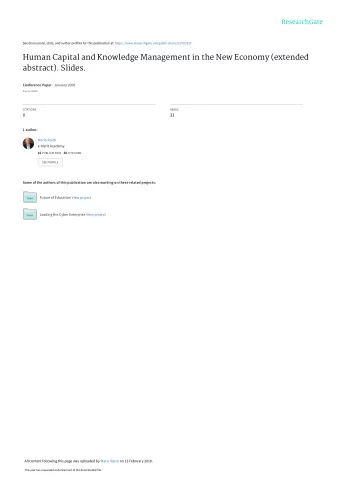 Human Capital and Knowledge Management in the New Economy (extended  abstract). Slides. Conference