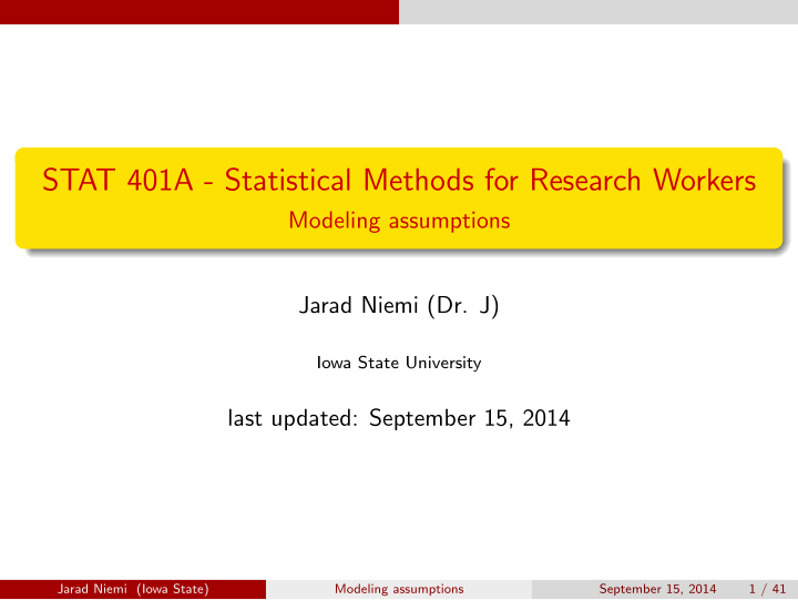 stat 401a statistical methods for research workers