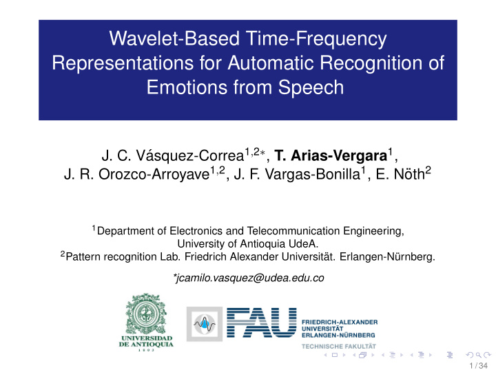 wavelet based time frequency representations for