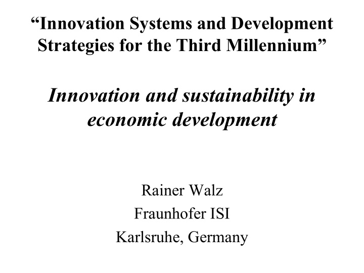 innovation and sustainability in economic development
