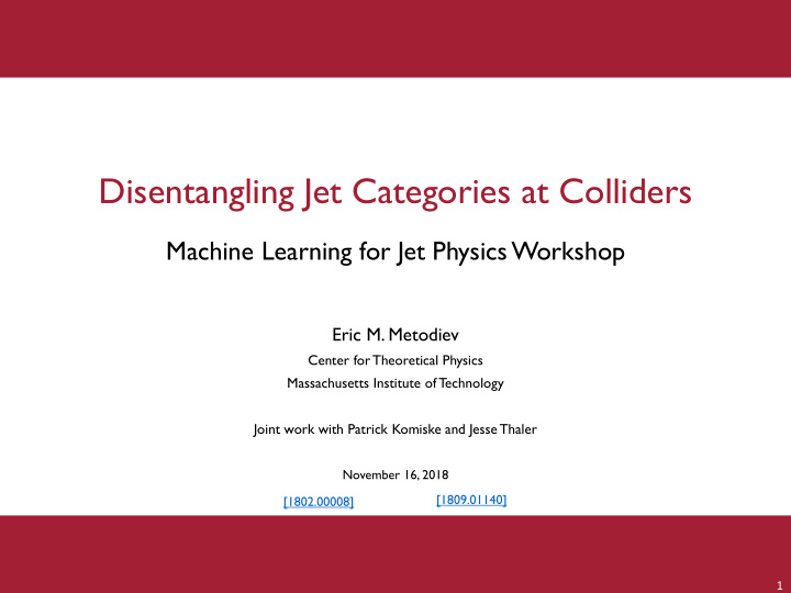 disentangling jet categories at colliders