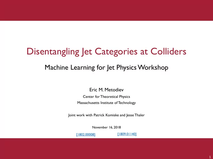 disentangling jet categories at colliders