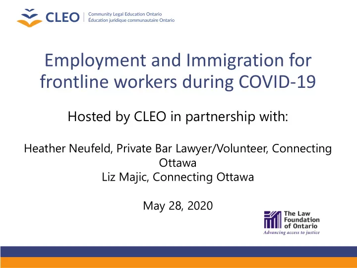 employment and immigration for frontline workers during