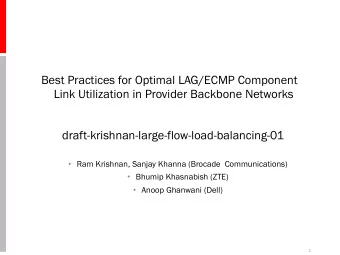 Best Practices for Optimal LAG/ECMP Component  Link Utilization in Provider Backbone Networks