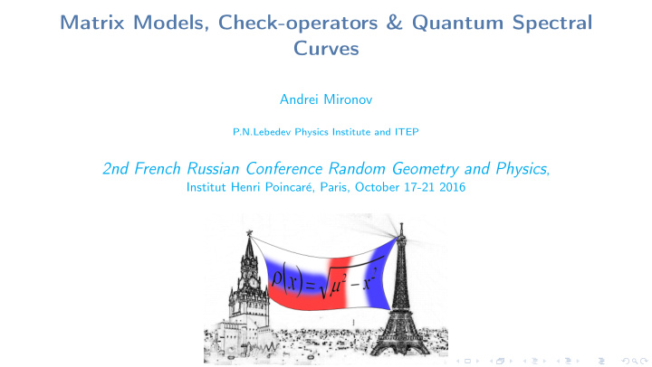 matrix models check operators quantum spectral curves