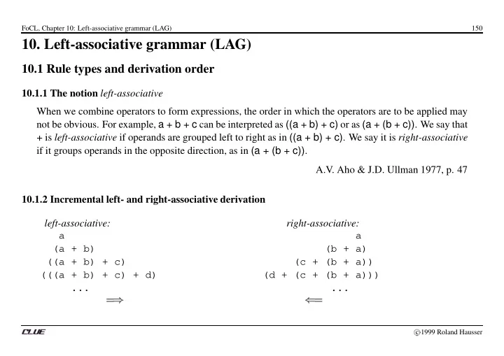 10 left associative grammar lag