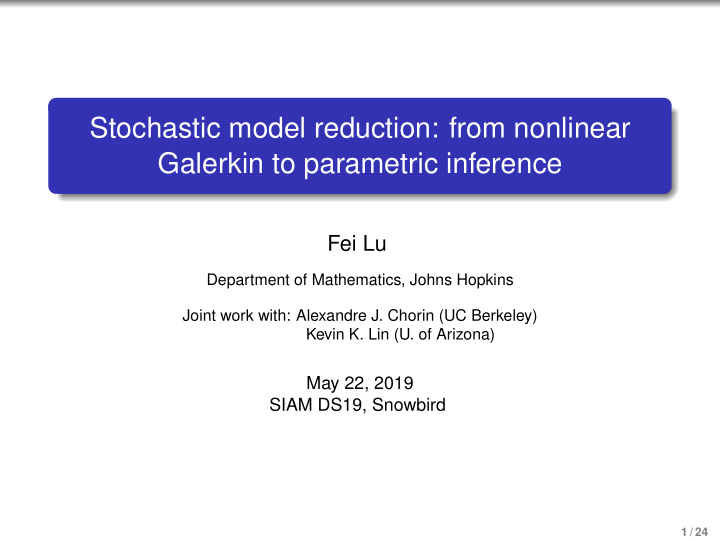 stochastic model reduction from nonlinear galerkin to