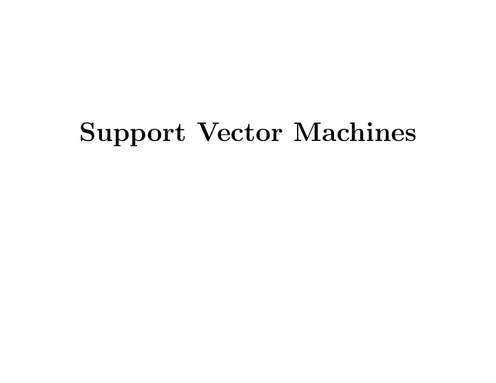 support vector machines preview