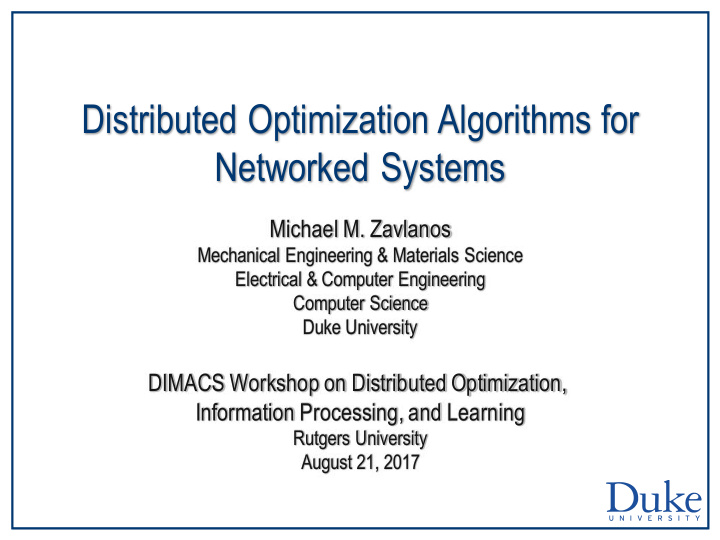 distributed optimization algorithms for