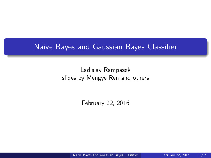 naive bayes and gaussian bayes classifier